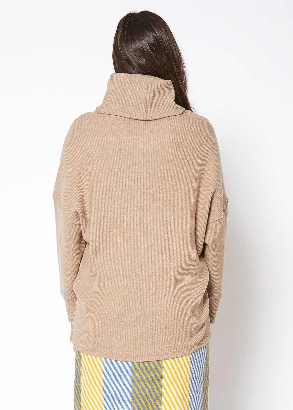 Women's Turtle Neck Ribbed Oversize Sweater Top